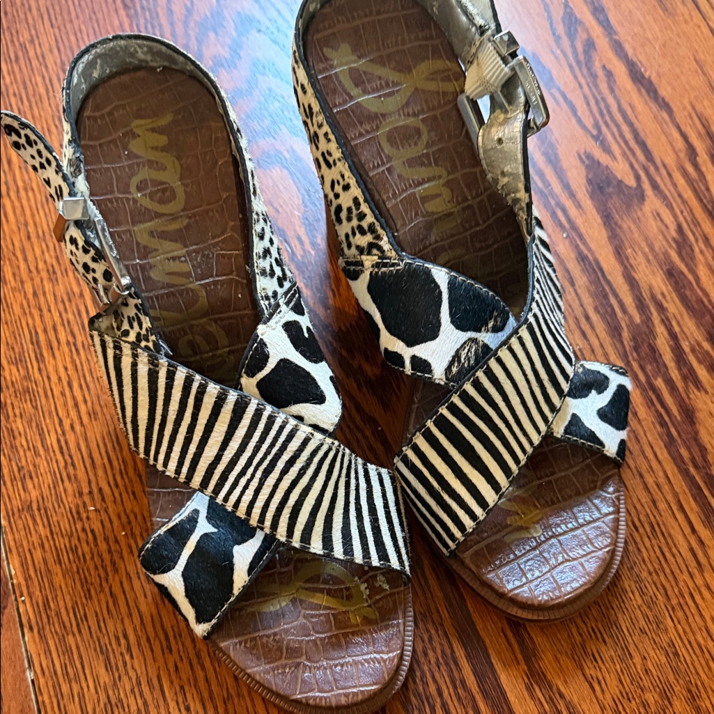 Sam Edelman Black And White Animal Print Heels